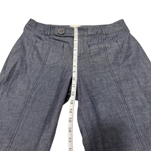 Anthro Elevenses Blue Gray Chambray Wide-Leg Cuffed Pants Size‎ 10 - Picture 8 of 9
